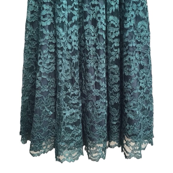 Chalet By Bari Protas Vintage Green Lace Dress Size 5/6 - Picture 8 of 16